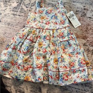 Polo by Ralph Lauren White Floral Sundress with Red Trim